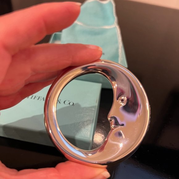 Tiffany & Co Sterling Silver Man on the Moon Baby Rattle, Box+Pouch, Unused/New - Picture 3 of 5